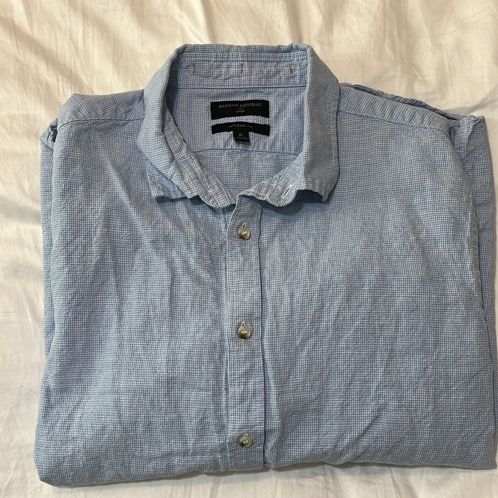 Mens Banana Republic linen untucked fit XL long sleeve shirt